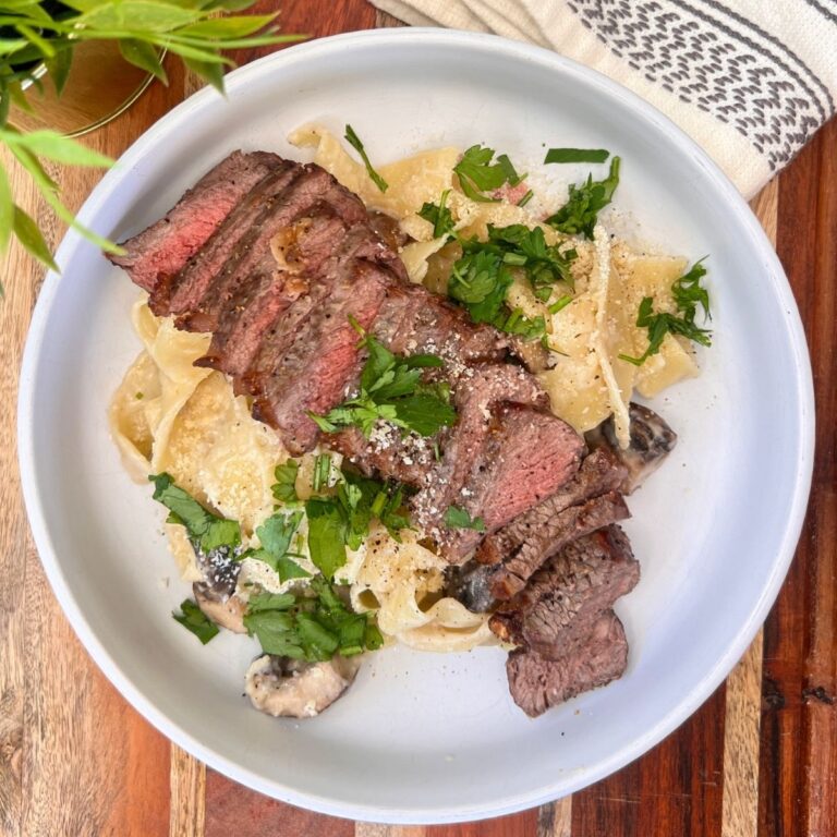Steak & Mushroom Pappardelle with Parmesan Sauce