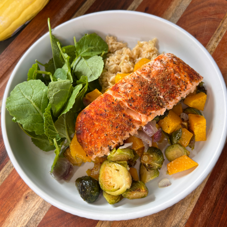 Roasted Veggie & Spiced Salmon Bowls