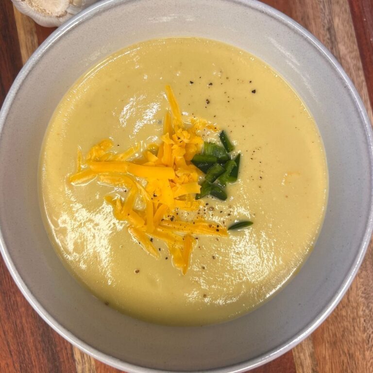 Creamy Cauliflower Soup with Wisconsin Cheddar + Poblano Pepper