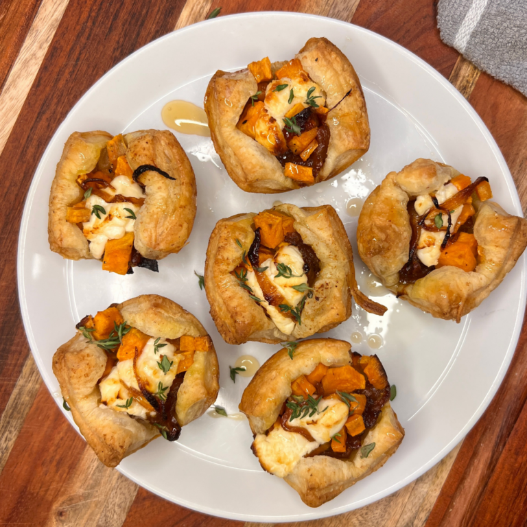 Puff Pastry Sweet Potato Goat Cheese Tarts