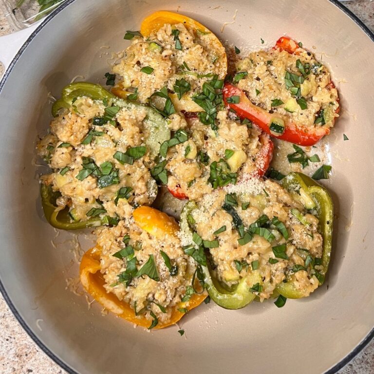 High Protein Zucchini Chicken Stuffed Peppers
