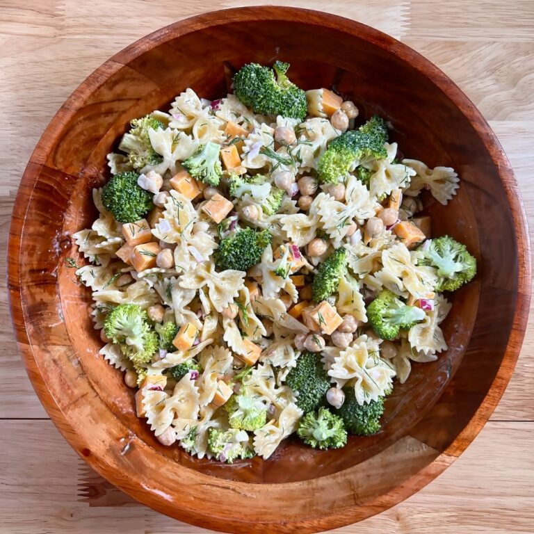 Cheddar Dill Farfalle Broccoli Salad